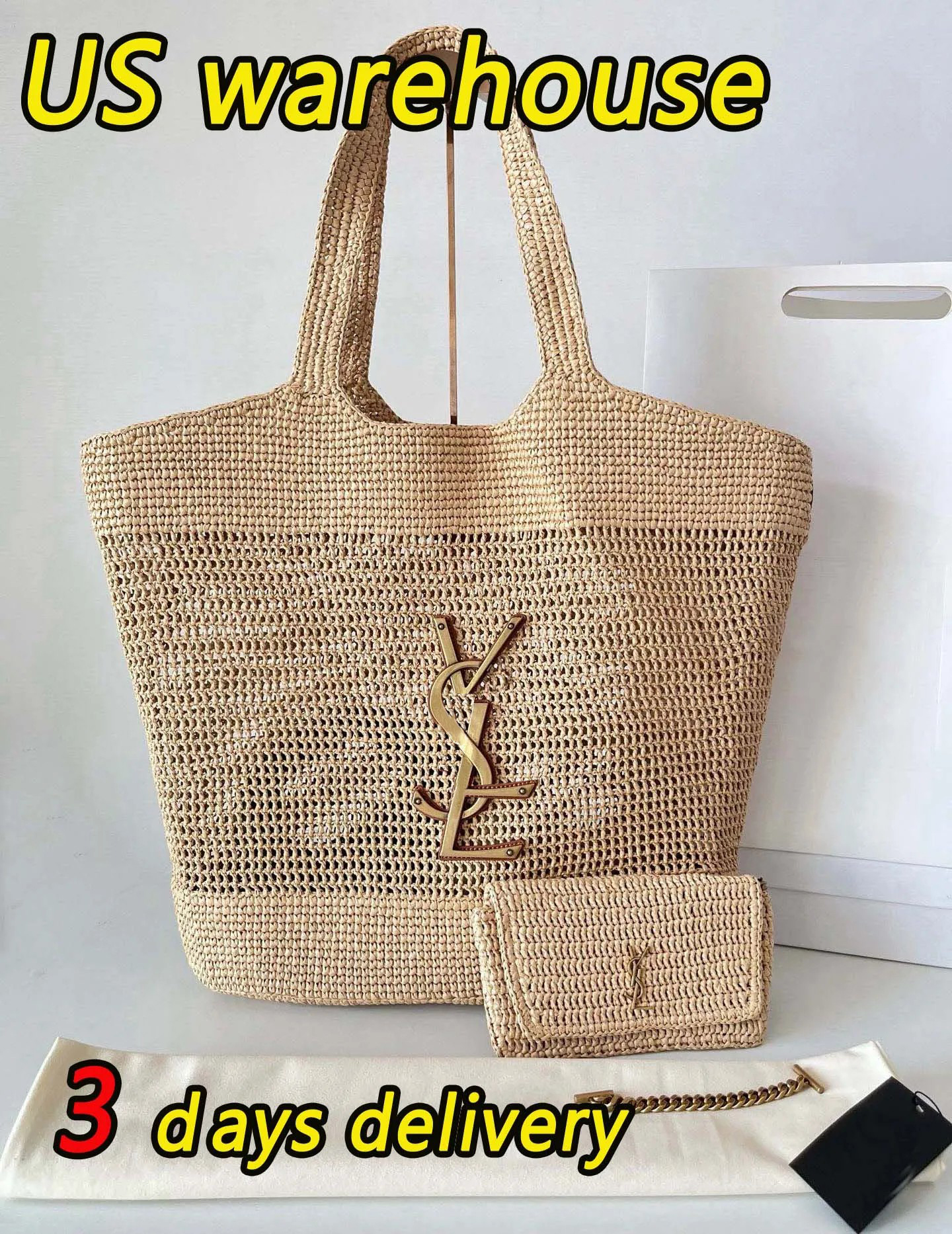 Icera Maxi Beach Bag Tote Bag Designer Bag Shoulder Bag Women's Luxury Handbag Handwoven Raffia Bag High-Quality Summer Beach Tote Large-Capaci