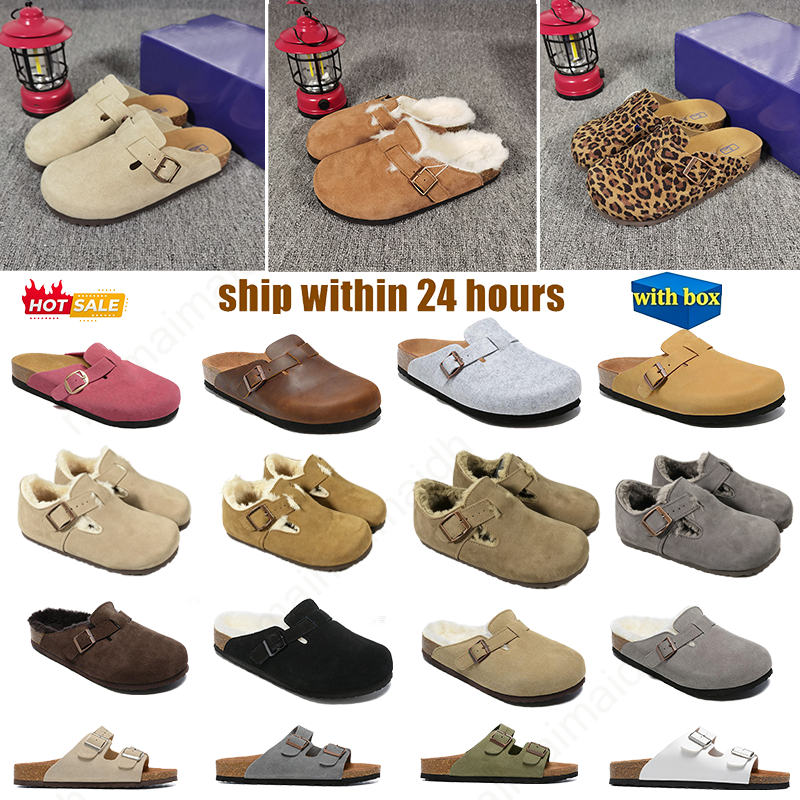 With box Birkostyle Designer Germany sandals slippers nisex Clogs Taupe Suede sandals men women slippers Soft footbed suede famous women clogs sanda