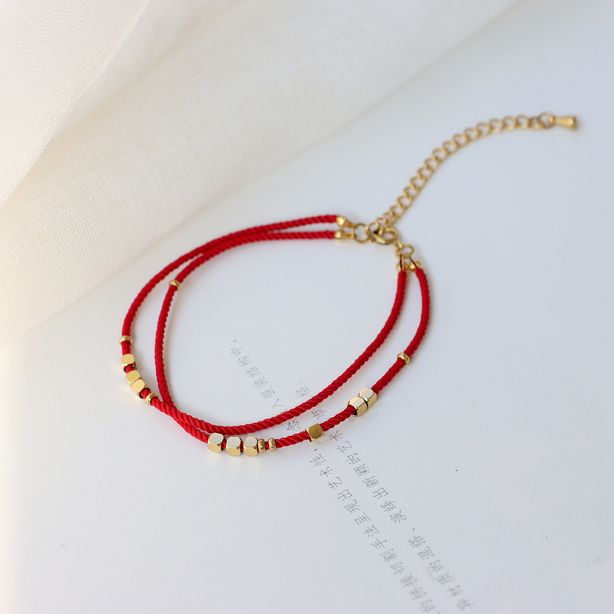 Fashion Light Luxury Good Luck Wealth From All Directions Birth Year Gold Fragment Red Rope Titanium Steel Bracelet For Women Exquisite Versatile No