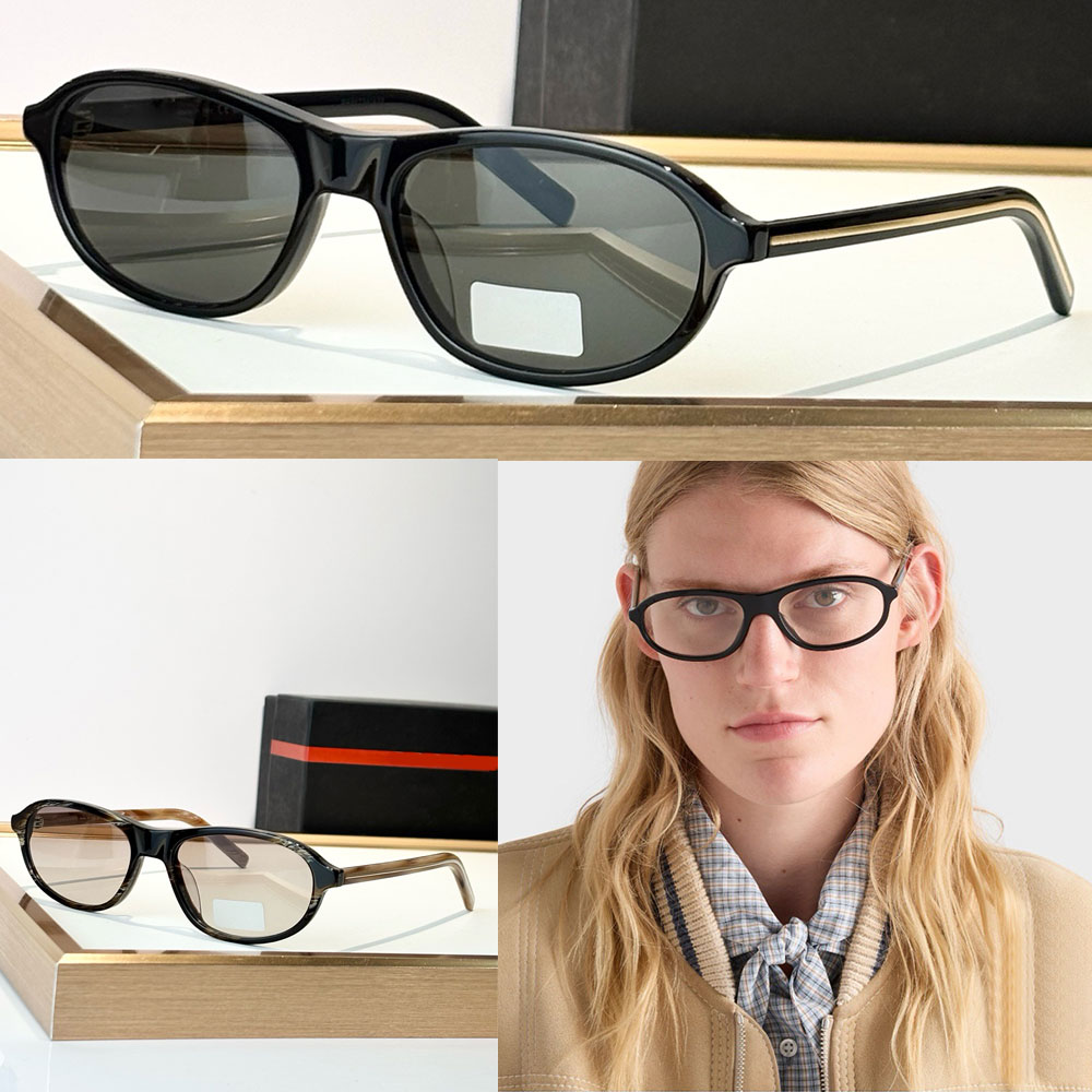 Oval Sunglasses luxury designer womens acetate sunglasses SPRD20 refined ultra light frame sunglasses with the logo metal plaque UV otection graduat