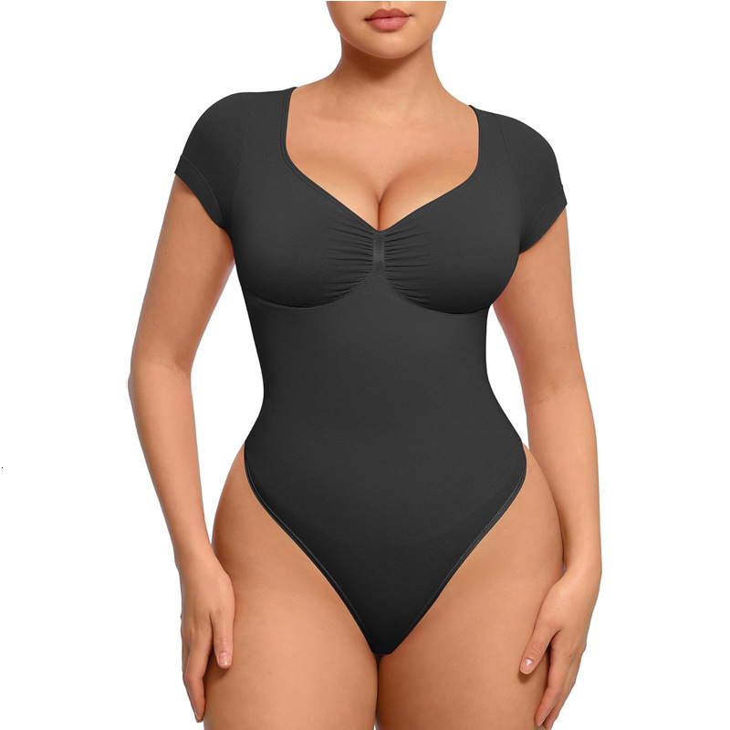 Y2k Shapewear sans couture col en V Body Shapewear grande taille bout à bout sans couture Shapewear pour les femmes, body de contrôle du ventre