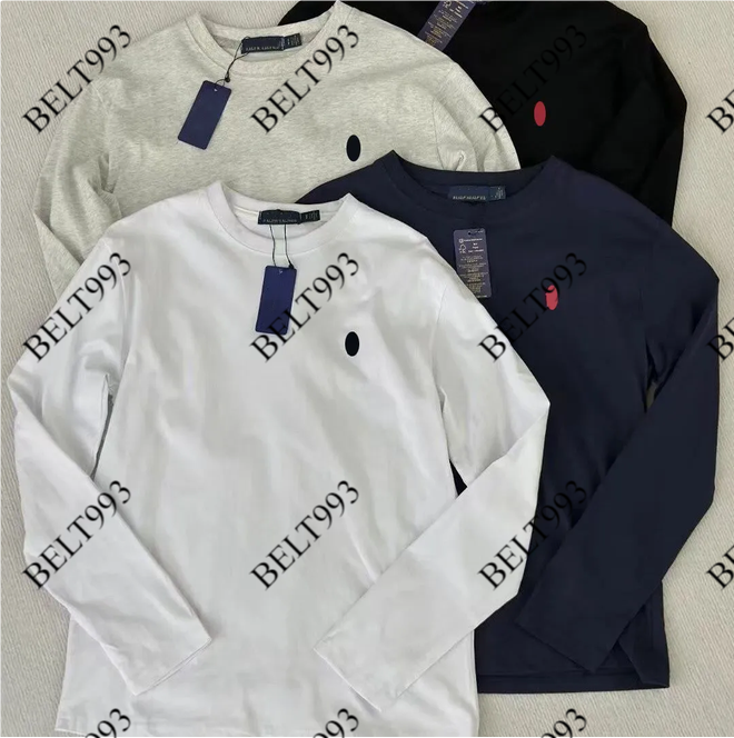 Designer t shirt Men's long sleeved T shirt Polos Tees Embroidered Sportswear Cotton Spring And Autumn Thin Style Long Sleeved Round Neck Pullo