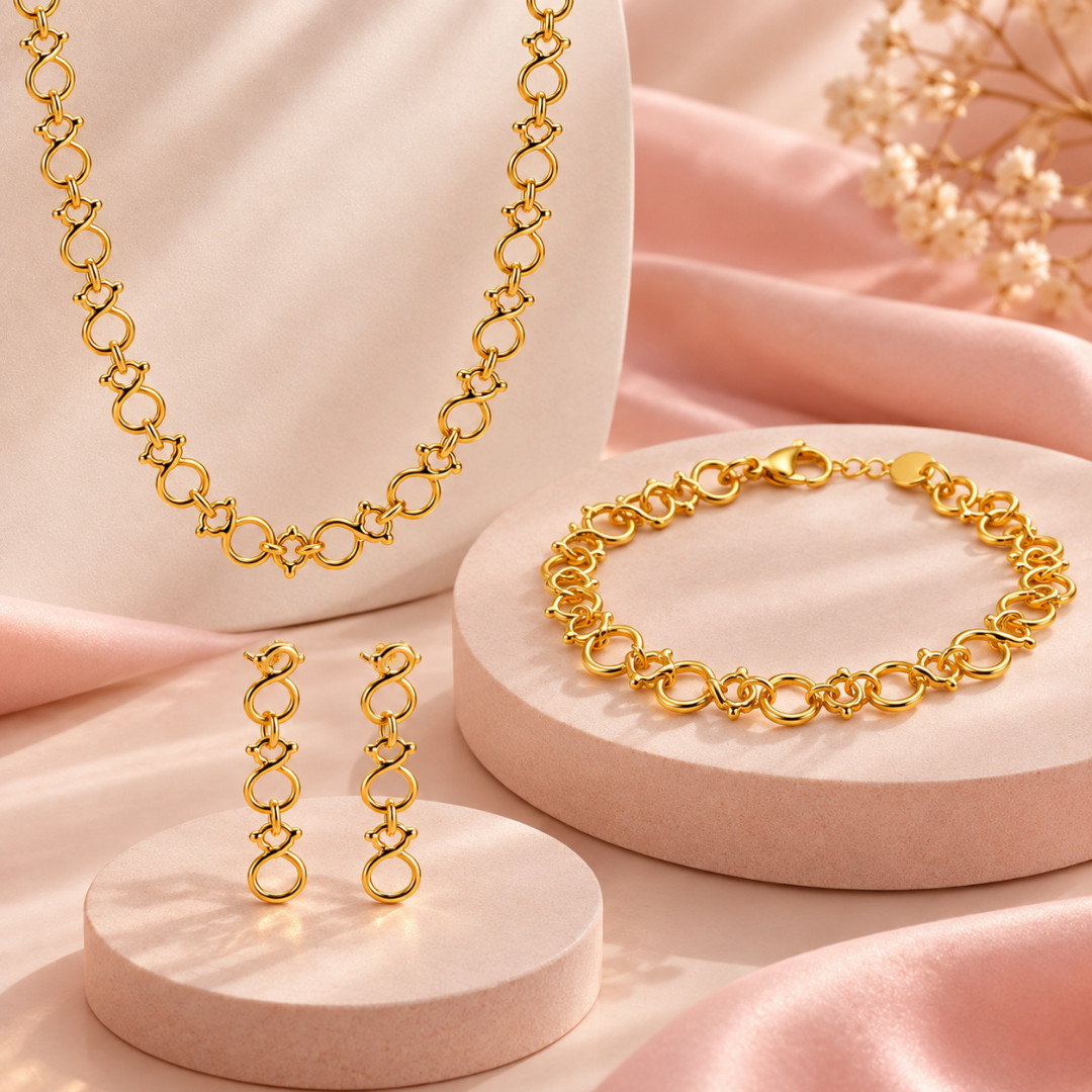 Mode Femmes Hommes Argent Or En Acier Inoxydable Span Ours Dessin Animé Animal Span Creux Lettre Chaîne Bracelet Pendentif Collier Boucles D'orei