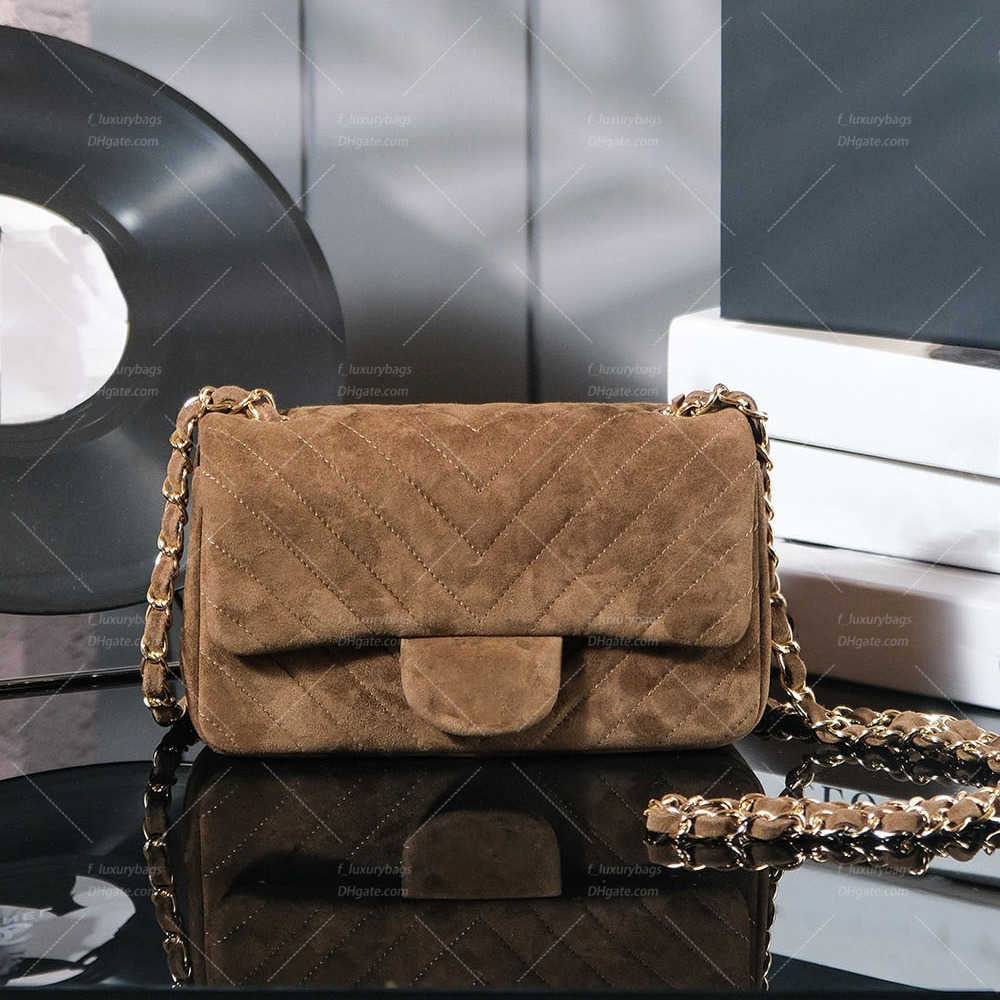 Shoulder Bags 10A Top Luxury Suede Designer Crossbody Bag 20cm and 25cm Handbags Including Gift Box Model VPattern CF Caviar Shouder Handbag Sier Ch
