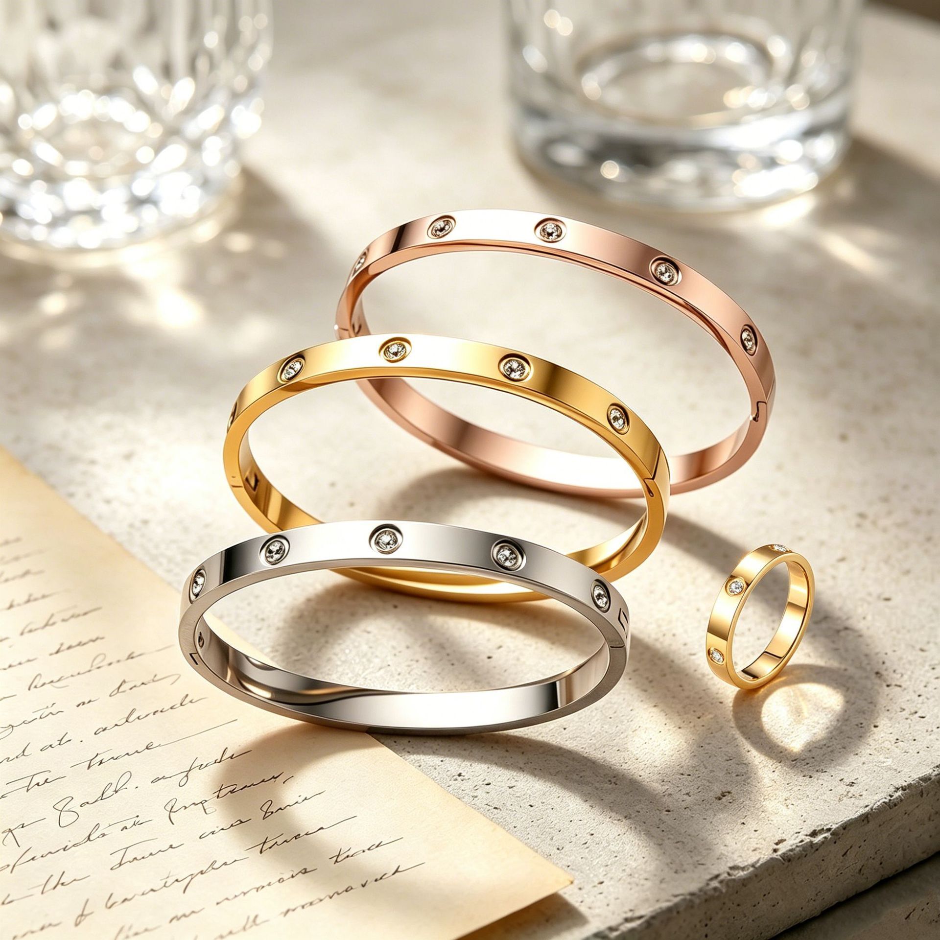 Light Luxury, High-End Feel, Ten-Stone Titanium Steel For Women, Fashionable, Exquisite, Versatile, And Stylish, A Popular "Starry Sky" Br