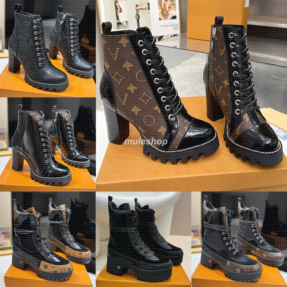 Designer Boots star trail Classic Women Laureate Platform Boots High Heels Ankle Boots Autumn Winter Leather Lace-up Martin Booties Ladies Desert Bo