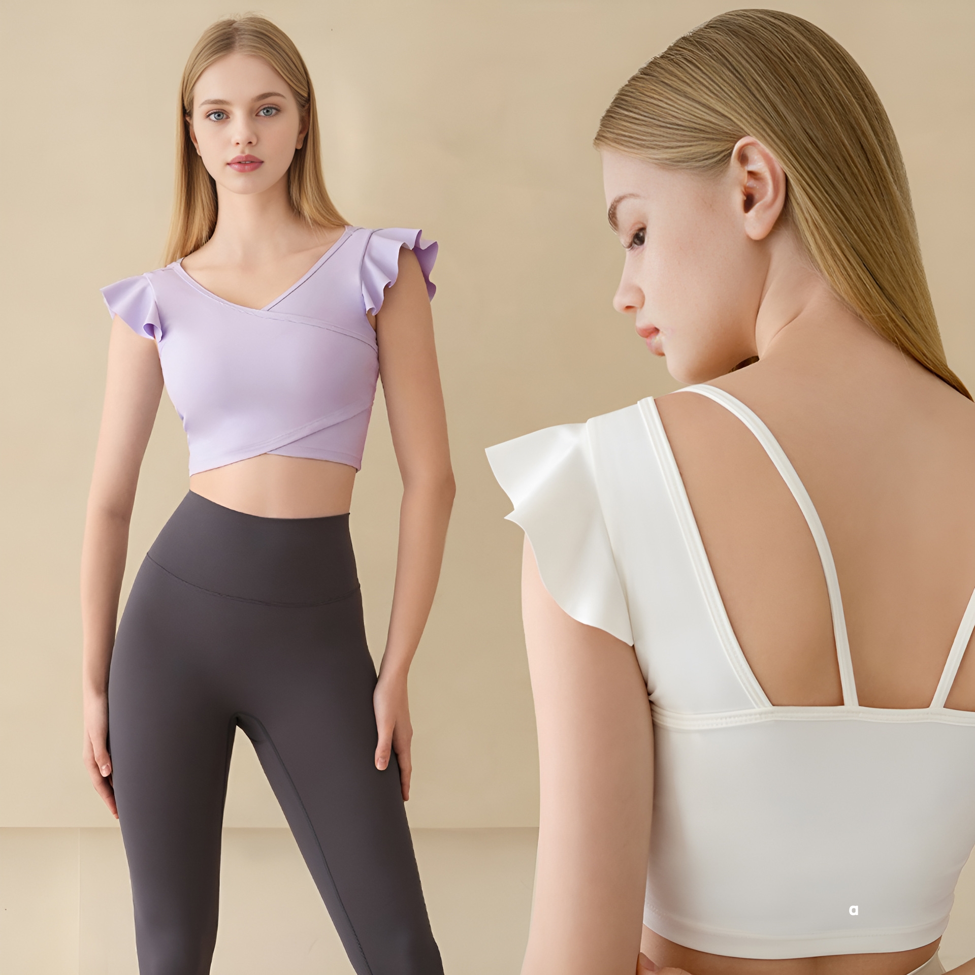 A3119 Women's Yoga Top Sheer Tank Top for Summer Luxurious Professional Pilates Training and Fitness Top with Built-in Bra Pads