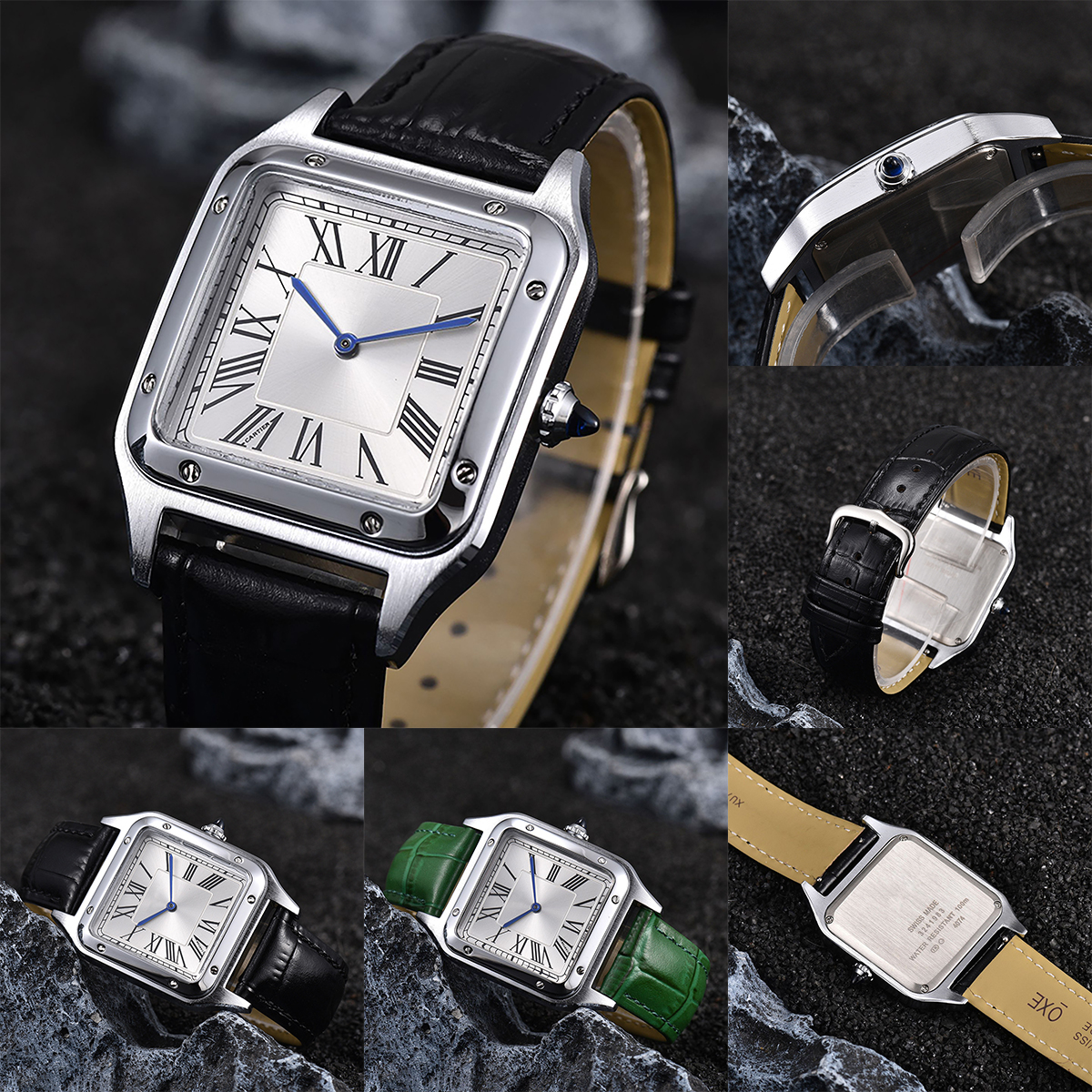 Montre à quartz carrée de mode 34MM femmes affaires loisirs veilleuse étanche bande d'acier montre bracelet en acier en cuir montre couple montre