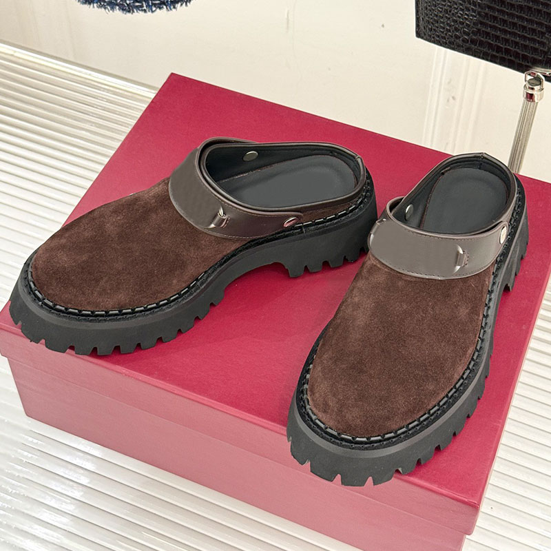 Designer Horsebit loafers luxury womens autumn new sandals anti slip wear resistant rubber outsole sandals with metal logo on the tongue platform sa