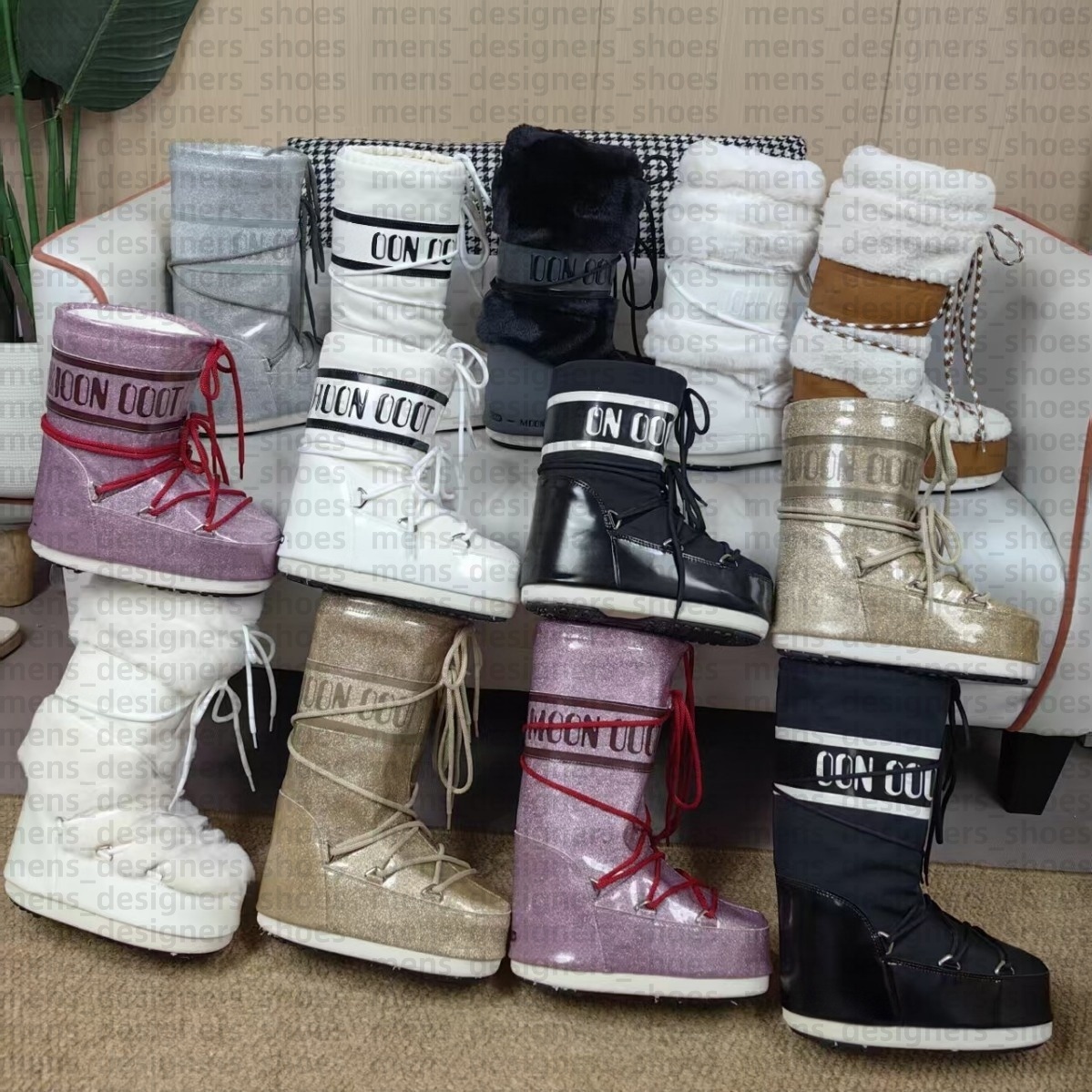 Designer Moon Boots Snow Boots Starry Sky Women Winter Boot Star Low Mid High Barrel Lace up Anti Slip Sneakers Fur Suede Warm Skiing Shoes Big S
