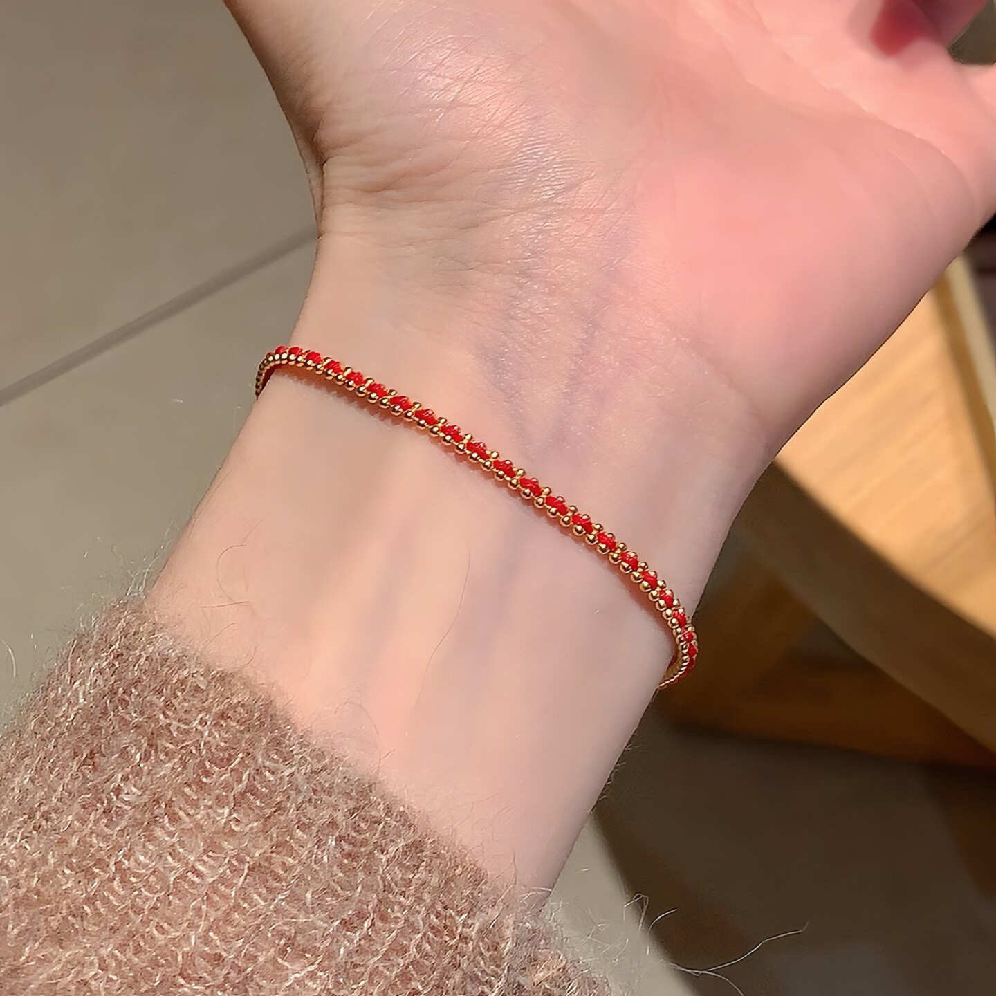 Exquisite And Simple New Chinese-Style Red String Titanium Steel Bracelet Women, Light Luxury, Fashionable, High-End, Woven, Versatile, Suitable For