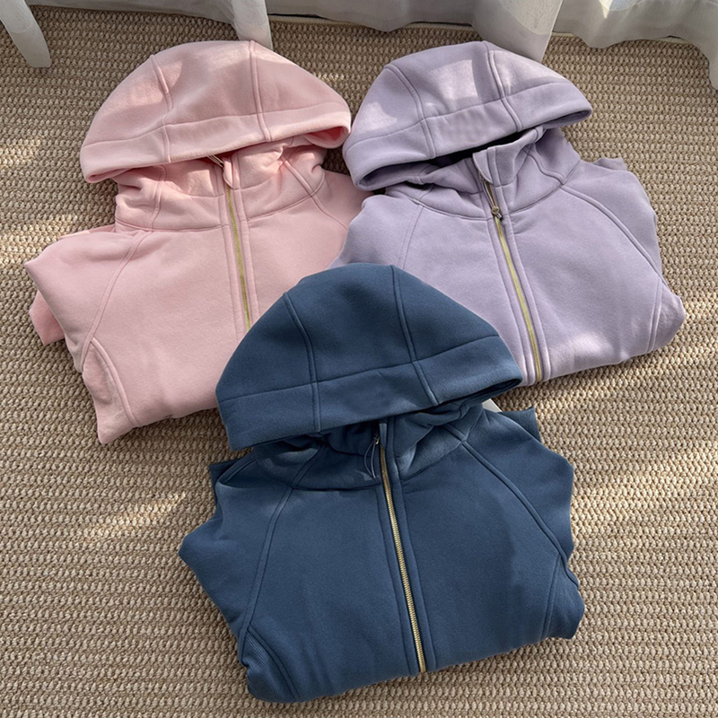 Womens Hoodie Designer Hooded Half Zip Sweatshirt Gym Sportswear Outdoor Sports Jogging Hoody Thick Long-Sleeved Full Zip Shaping Waist Jackets