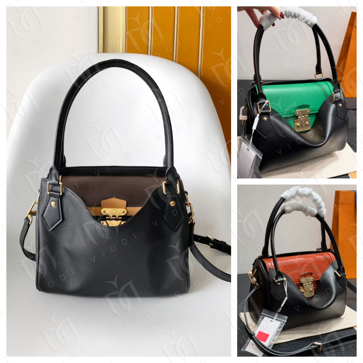Patchwork Leather Pocket Handbag Top quality Designer Bag Monogram Inside Tote Bag Top Handle Shoulder Crossbody Bag Work Bags for Women Luxury Hobo