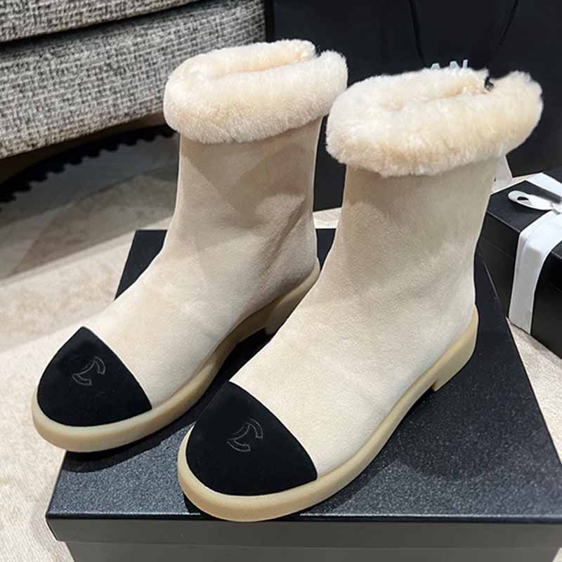 Color Blocked Womens Suede Short Snow Boots Multi Functional Anti Slip Rubber Sole Plush Flanked Winter Boots Elegant Winter Suede Boots