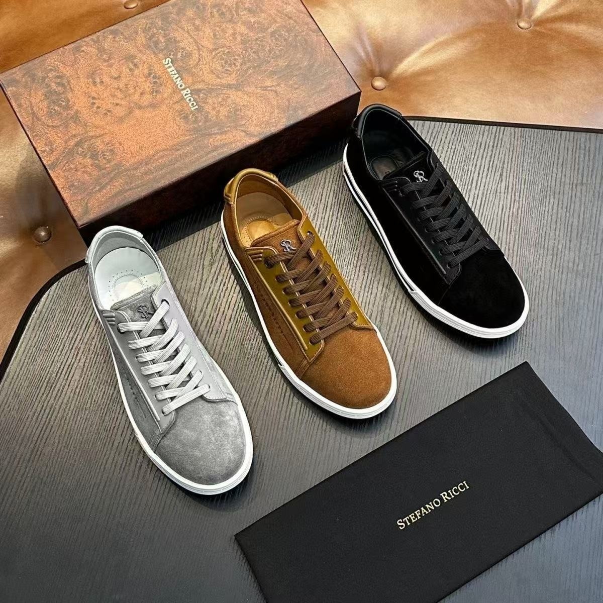 10a+ quality high end casual shoe trainer Designer run Suede loafer dress moccasin StefanoRicci ricci Men Eaglehead low sneakers Outdoor luxurys ten