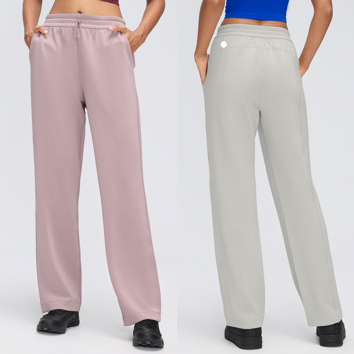 L6607-UU Pantalon de Fitness polyvalent en Gel de silice argenté pour les déplacements, jambes larges, couleur unie, vêtements de sport décontrac