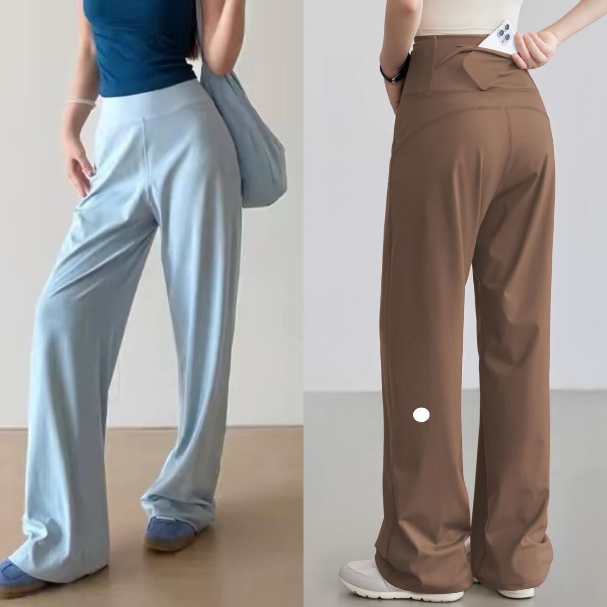 UU-L6392 Pantalon de course taille haute à séchage rapide pour femmes pantalon de sport coupe ajustée avec poches pantalon de sport drapé respira