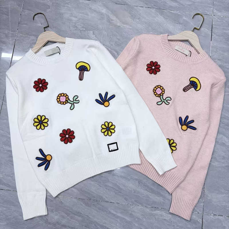 Women's Sweaters Designer Miu Brand Autumn New Embroidered Floral Top With A Chic And Youthful Design designer clothes women