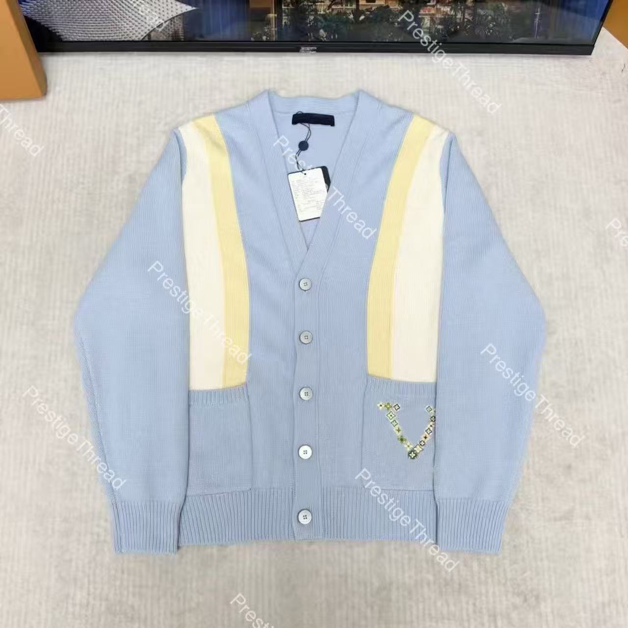 Pocket Letter Color-Blocked Embroidered Knit Sweater Designer High-Quality Men's Sweaters 26SS Fall/Winter New Unisex