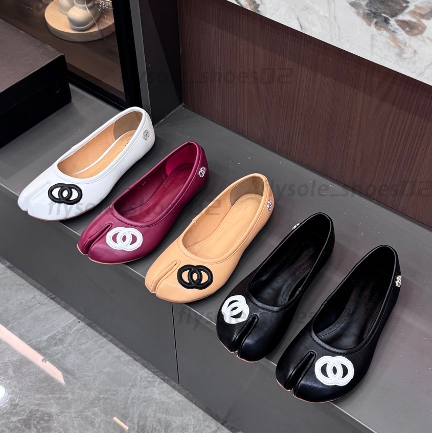 Designer dress shoes Split toe ballet bow flats sandal womens shoe Fisherman soft leather casual shoe loafer flat Fashion genuine leather slip on sh