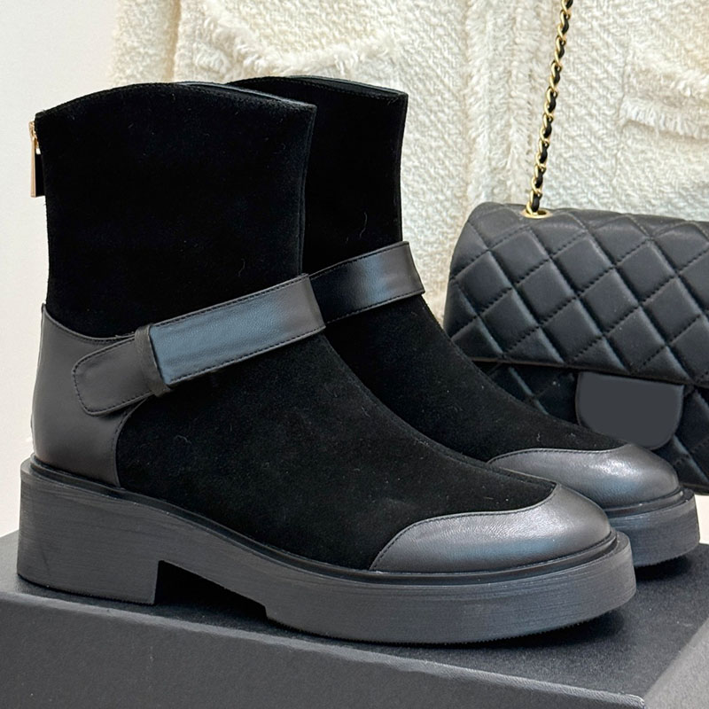 Fashion Short Boot Designer Womens Classic Patchwork Ankle Boot Buckle Metal Sheet Exquisite Cowhide Texture Daily Workplace Boots Top Quality 2026