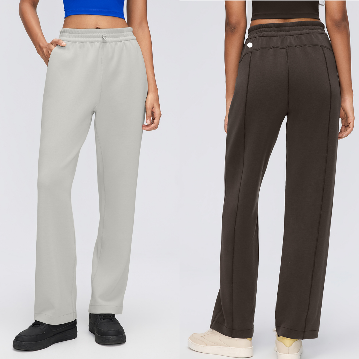 UU-L6607 Pantalon de Fitness polyvalent en Gel de silice argenté pour les déplacements, jambes larges, couleur unie, vêtements de sport décontrac