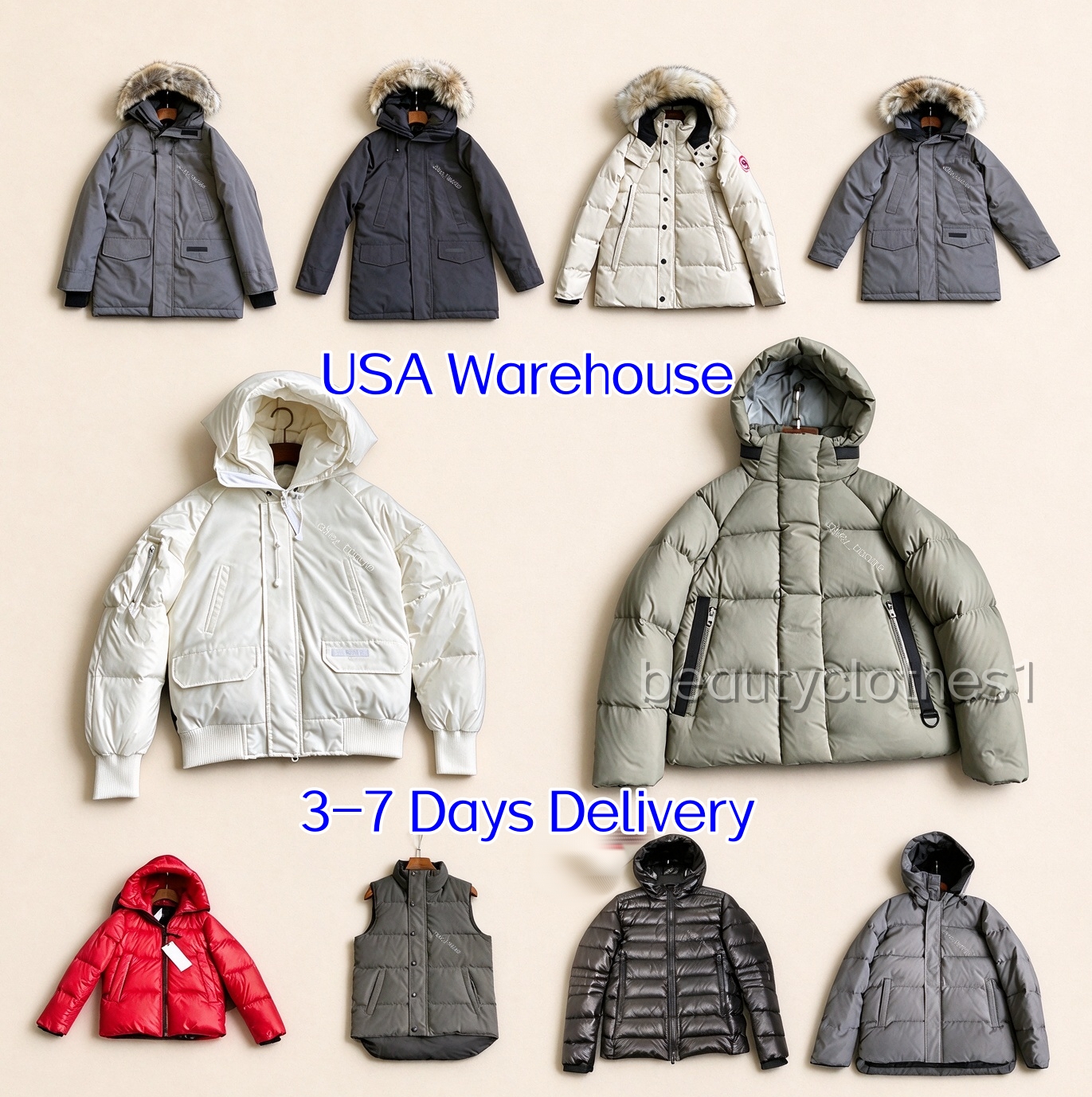 Quality Goosse Winter Hooded Parka Coat Unisex Faux Fur Collar Windproof Waterproof Thick Warm Puffer Jacket Outdoor Snow Casual Down Coat For Men W