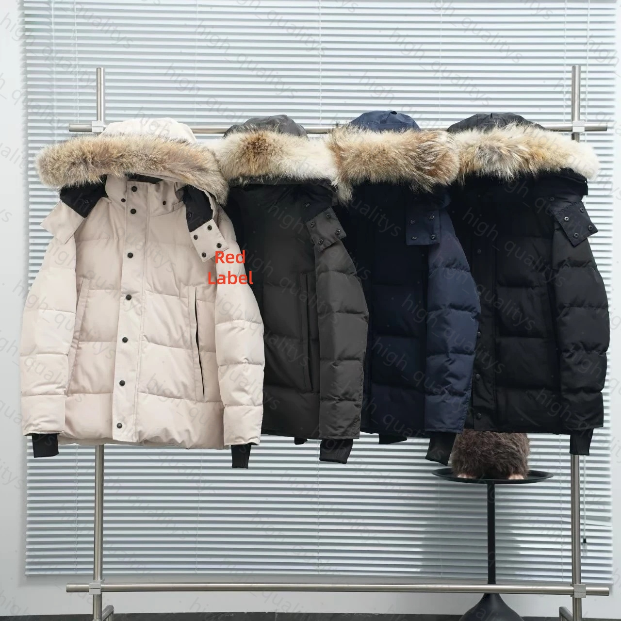 designer puffer jacket mens winter jacket wyndham jacket parka homme warm outerwear wolf fur hooded fourrure manteau jacket coat doudoune black labe