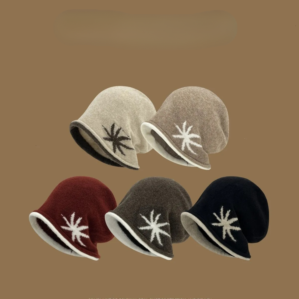 Luxury Cap Brand Designer Hat Sweet Sunflower For Women Japanese Style Retro Versatile Face Slimming With A Rolled Brim Trendy Beanie