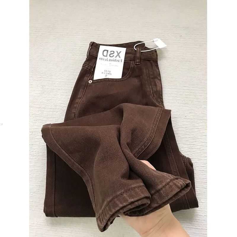 Coff Retro Color Slim Straight Jeans For Women New Autumn Winter Waist Slimming Wide Leg Pants S261013L4NA