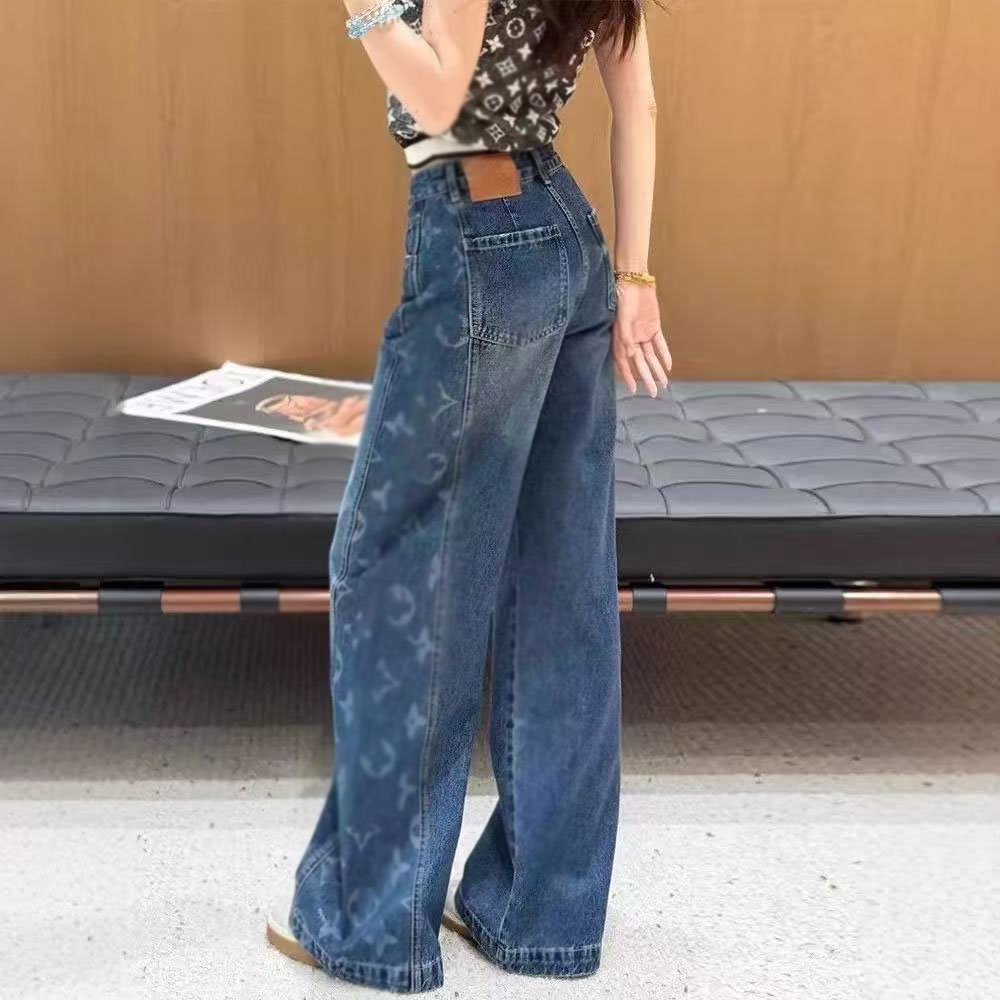 2026Women's new embroidered wide-leg jeans for spring and autumn. Stretchy, slim-fit narrow straight-leg long pants. Available in S-5XL