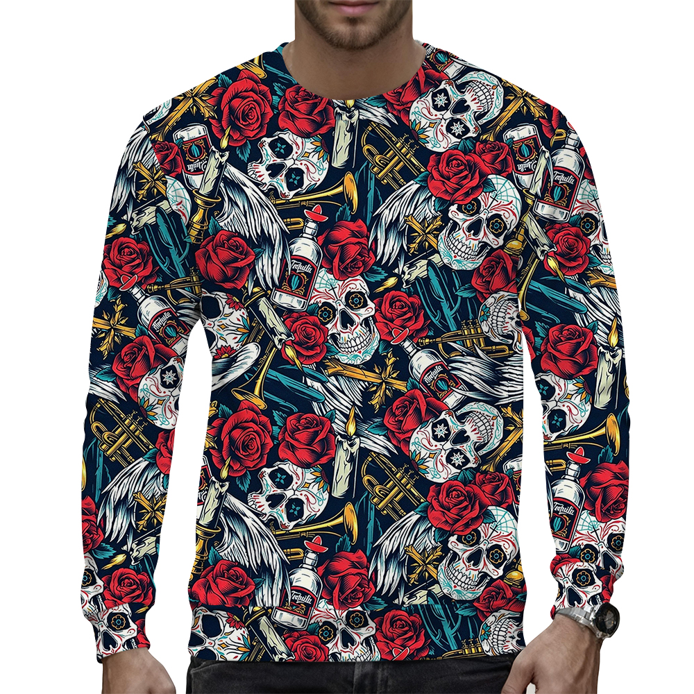 Pull col rond homme, haut manches longues imprimé personnalisé sans chapeau