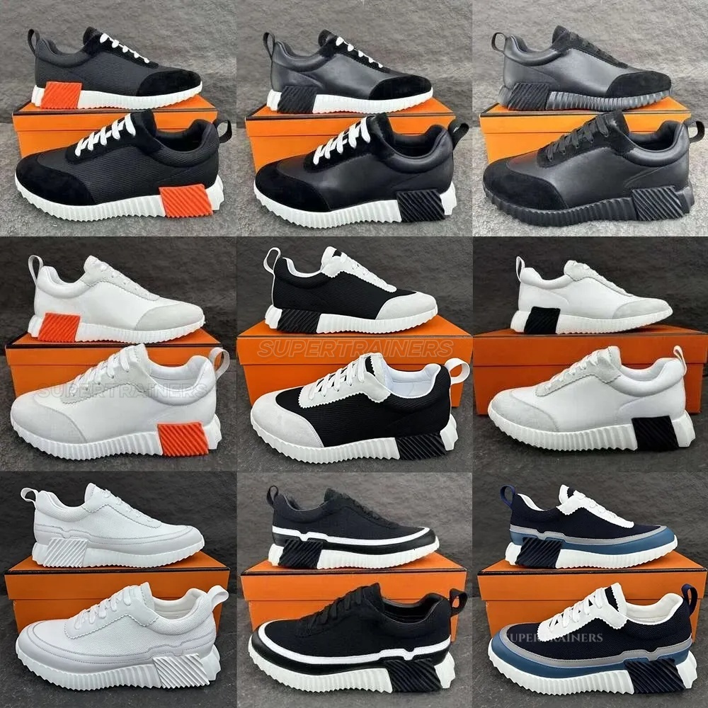 designer trainers Bouncing sneakers for Men women Casual Leather Mesh Lace Up House Sports Running Shoes Rubber Sole Street Style Bounce Sneaker Wit