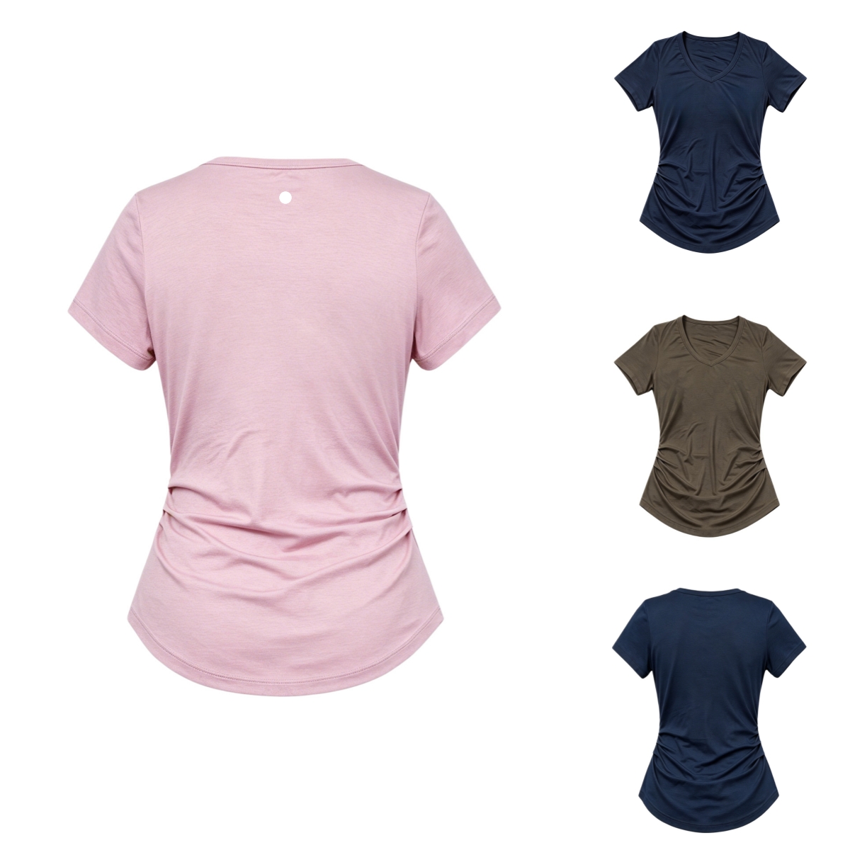 L6682 Nouveauté grande taille T-Shirt de sport à épaules droites pour les femmes été coupe ajustée col en v Fitness Yoga haut à manches courtes c
