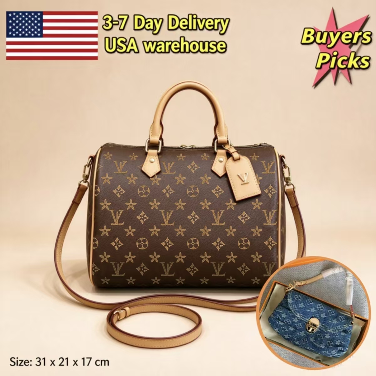 Designer bag Shoulder bag Luxury Mini bag Cross bodybag Top-quality Women's Leather denim Embossed Hand bag Brown Flower Handbag Mirror Level L