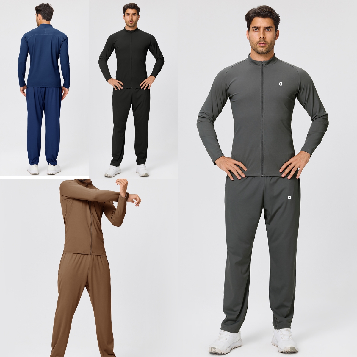 A3109 3D hiver doublé polaire ensemble de sport pour hommes léger chaud à manches longues haut et pantalon long confortable décontracté vêtements