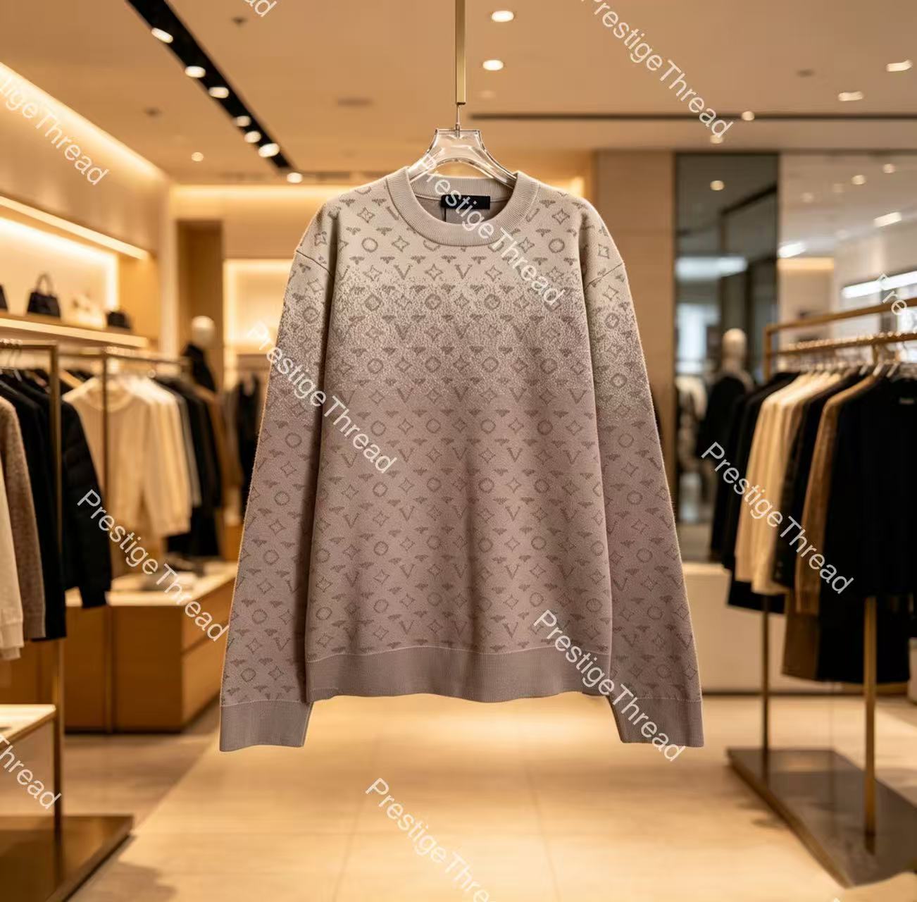 Letter jacquard gradient knit sweater designer high-quality letter all-over print Men's Sweaters casual couple outfits