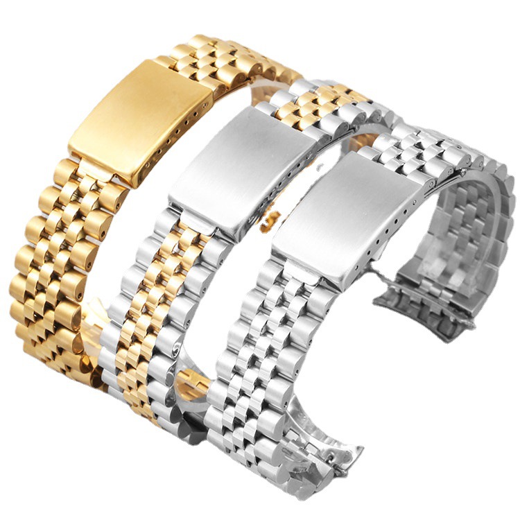 Bracelets de montre 13 17 19 20 21mm deux tons creux extrémité incurvée liens à vis solides bande de remplacement bracelet Jubi-lee de style anci
