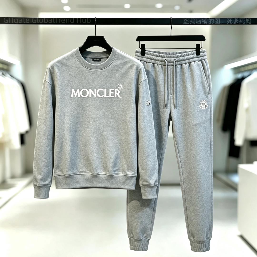 Men Autumn Winter Crew Neck Tracksuit 2 Piece Set, Premium Letter Print Sweatshirt & Jogger Pants, Multi Colors, Casual Street Travel Vacation Sport