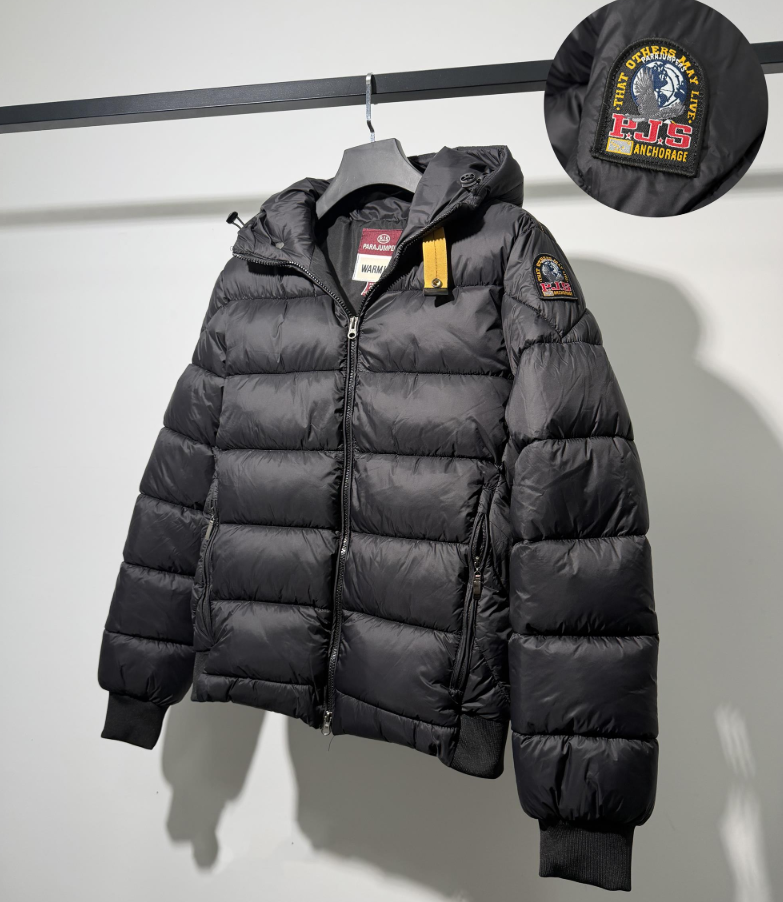 Men Parachuting Puffer jacket PJS Down jacket Urban Winter Mens Warm Hooded Coat Quilted Zip Up Thick Snow Outerwear Cold Weather Ribbed Cuffs Cozy