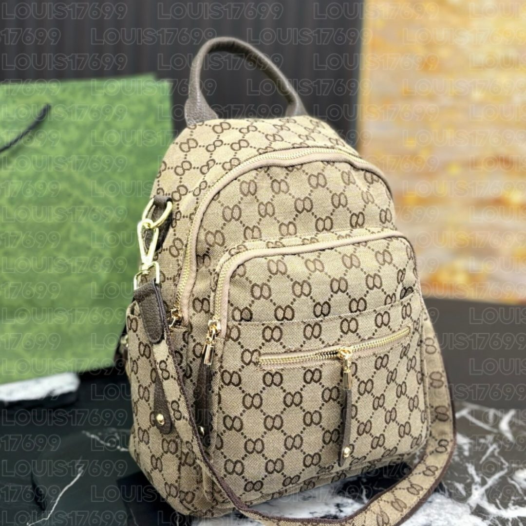 10a designer Women Vintage Monogram Canvas Backpack Multi Pockets Zip Shoulder Bag 2026 New Fashion Detachable Strap Crossbody Handbag Daily Travel