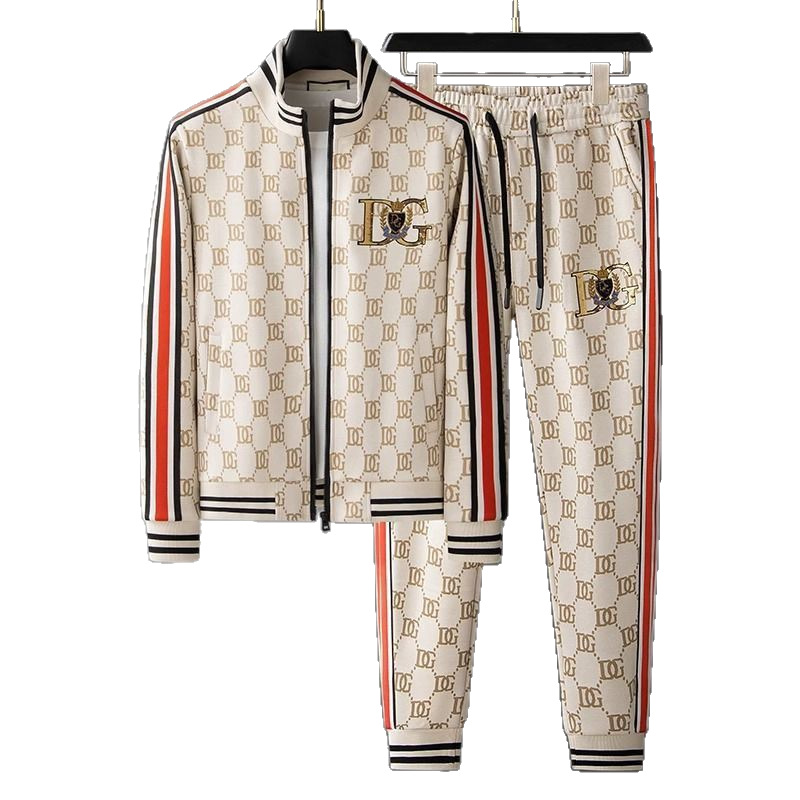 Free Shipping Men's Spring Autumn European Style Tracksuit Set, Trendy Stand Collar Sweatshirt Jacket with Long Pants, Casual Sports Fashion Lo