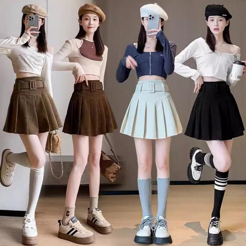 Mini jupe plissée de styliste pour femmes, taille haute, ligne a, jupe courte amincissante avec Short de sécurité, couleur unie, Style scolaire d