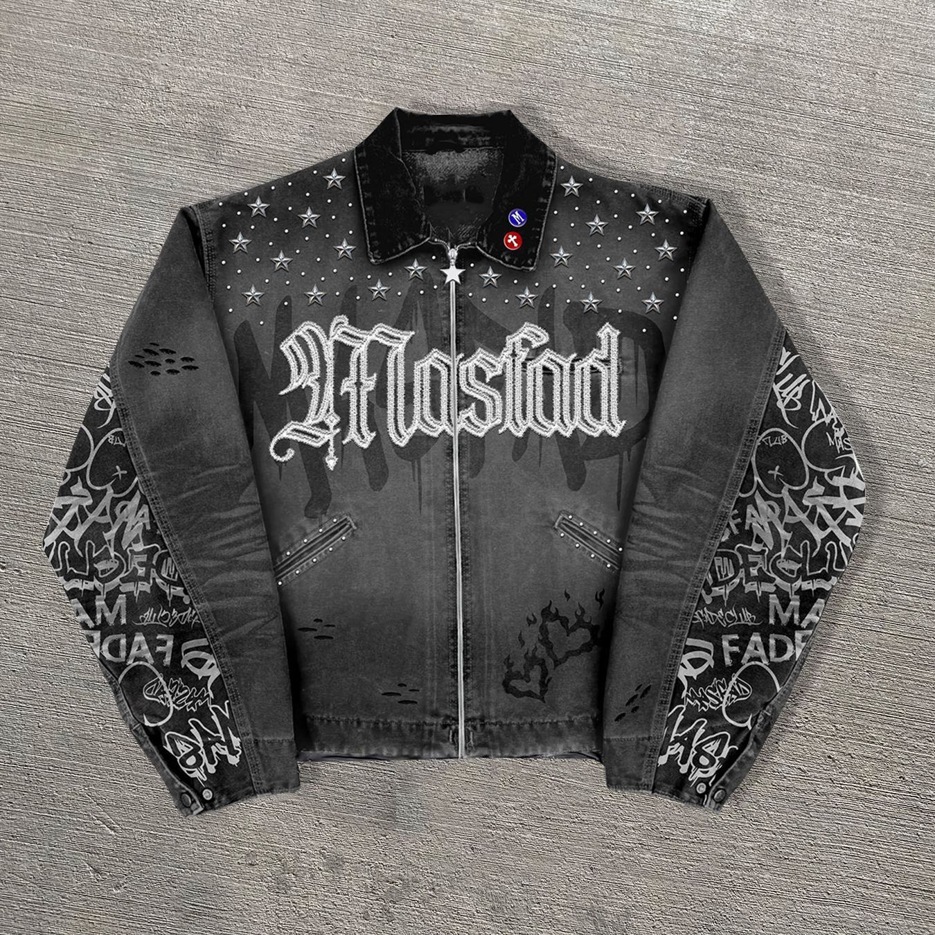 Mens Jackets Y2K Denim Jacket Coat Washing Hip-hop Gothic High Strt Fashion Patch Embroidered Blue Oversized Casual Top L26713