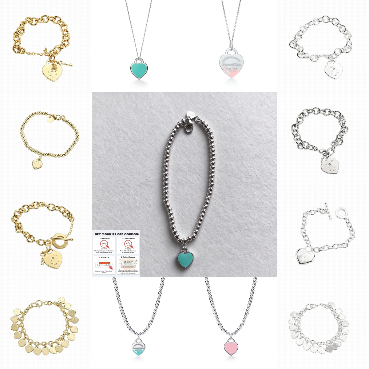 Luxury heart jewelry 925 silver bracelet jewelry woman designer bracelet women double heart bracelet cross arrow bracelet heart tag bangle silver je