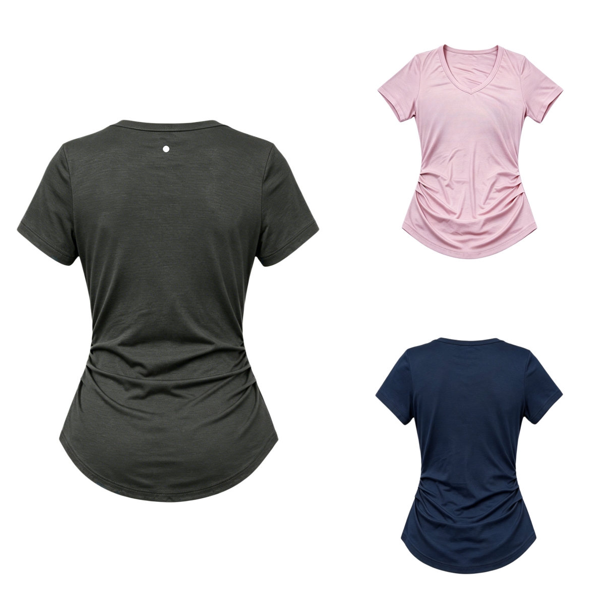 L6682 Nouveauté grande taille femmes été coupe ajustée col en v Fitness Yoga haut épaule droite sport T-Shirt pour chemise à manches courtes pour