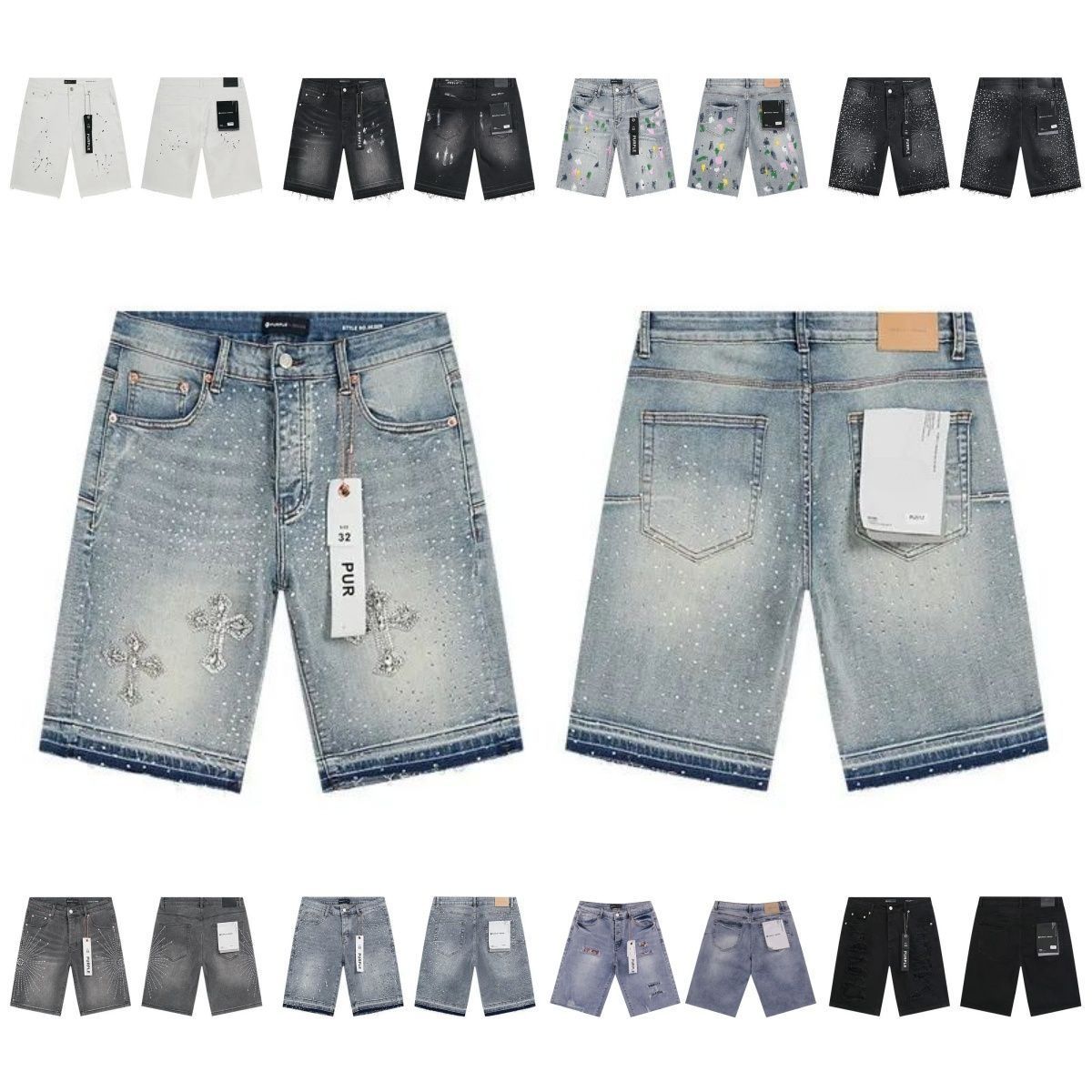 shorts jeans shorts men designer High quality purples jeans Denim Trousers Mens Jeans Short hip hop hole Casual shorts Knee lenght jeans clothing Sh