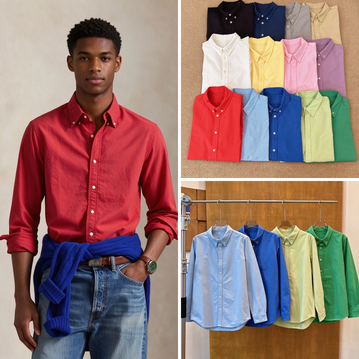 mens designer shirt long sleeve polo blouses and shirts vintage high-end pure cotton Oxford spun unisex loose fitting designer old money polo shirt