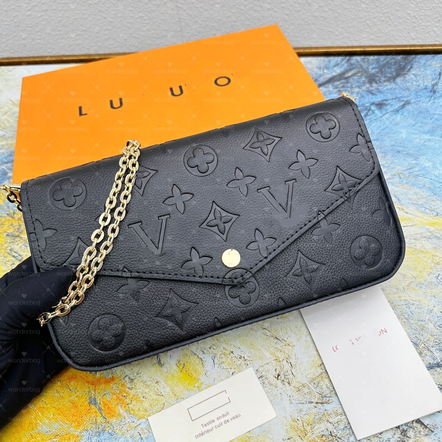 12A Top quality Designer bag 3/p Set Luxury bag with Wallet Shoulder Bag Women Embossed Flower Letters Pochette Felicie Bag Leather Clutch Tote chai