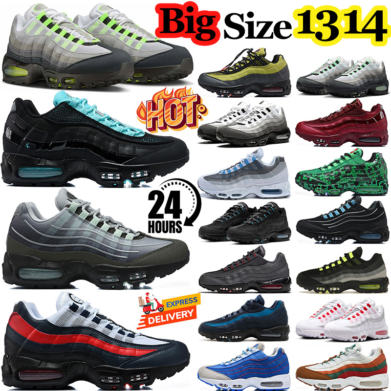 big size shoes 13 14 95s 95 big bubble designer running shoes men women Fresh Mint neon solar red pink foam tech black Iron Grey mens trainers outdo
